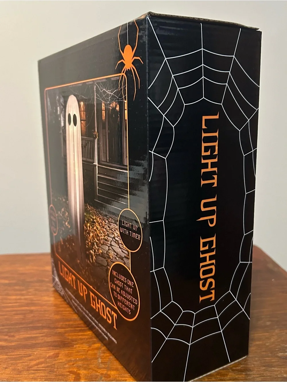 Light-Up Ghost Halloween Decor 5ft Tall LED Spooky Standing Prop w/ Timer NIB